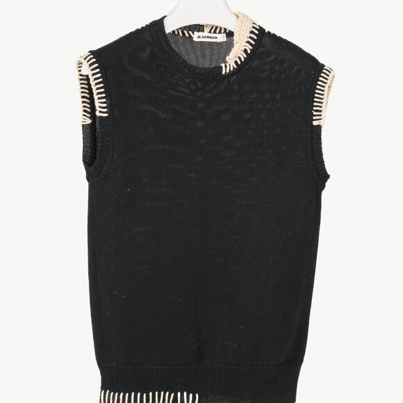 Jil Sander SS/18 Runway Black Cotton Stitch-Detail Knitted Vest - Picture 2 of 11